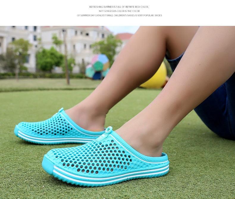 Sabots de jardin pour femmes, séchage rapide, sandales d'été plates pour la plage, sandales d'extérieur respirantes en maille, chaussures de plage, chaussons antidérapants, sandales à séchage rapide
