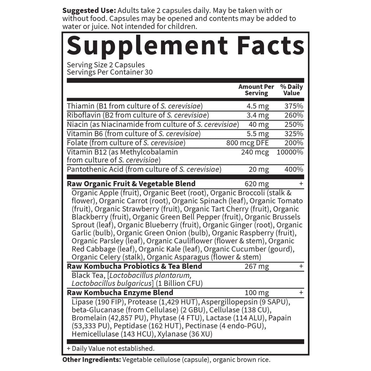 Garden of Life - Vitamin Code RAW Kombucha - 60 gélules végétaliennes