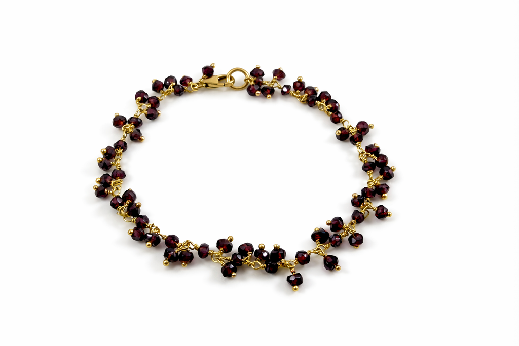 Bracelet grappe de pierres précieuses grenat