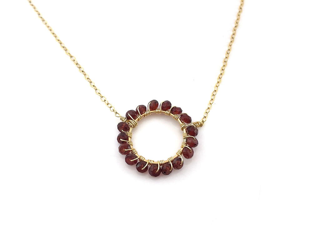 Collier halo grenat