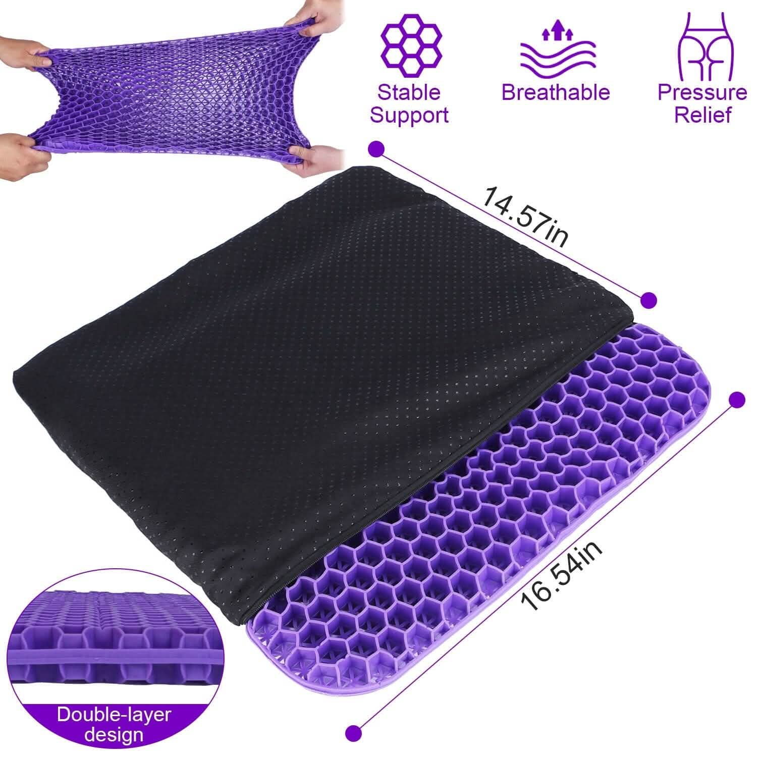 Coussin de siège en gel antidérapant, respirant, nid d'abeille, coussin de pression