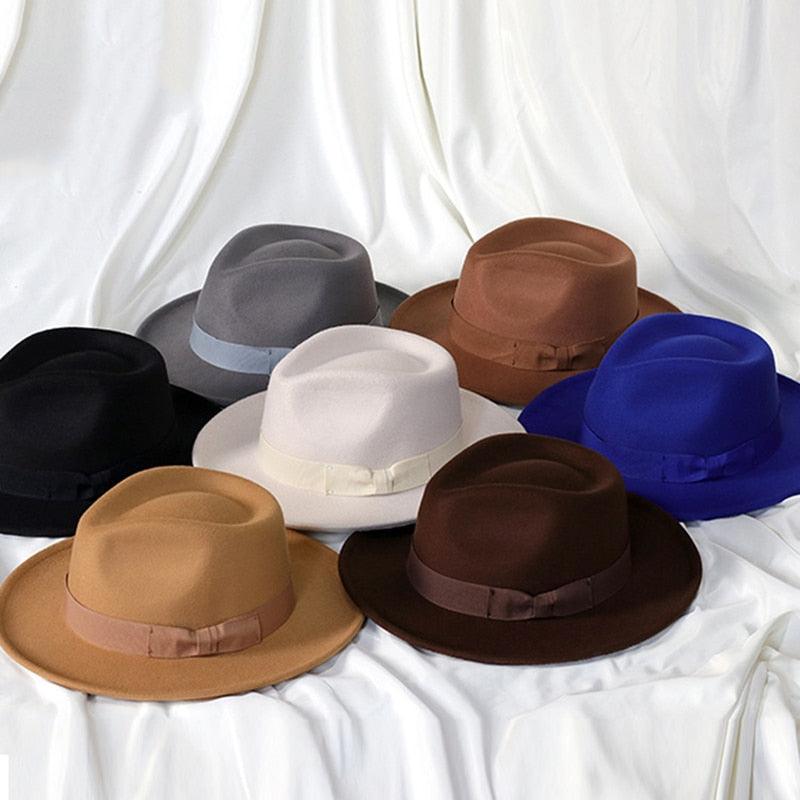 Chapeau fedora pour homme, nouveau style, chapeau de jazz avec nœud papillon, chapeaux fedora, chapeau classique à large bord, élégant, doux, pour l'extérieur, décontracté, pour un usage quotidien
