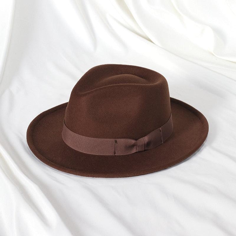 Chapeau fedora pour homme, nouveau style, chapeau de jazz avec nœud papillon, chapeaux fedora, chapeau classique à large bord, élégant, doux, pour l'extérieur, décontracté, pour un usage quotidien