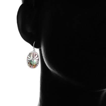 Boucles d'oreilles pendantes libellule en nacre d'abalone bleue véritable