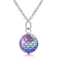 Véritables écailles de poisson arc-en-ciel holographiques à sequins, pendentif breloque, chaîne, collier, plaqué argent, finition très polie
