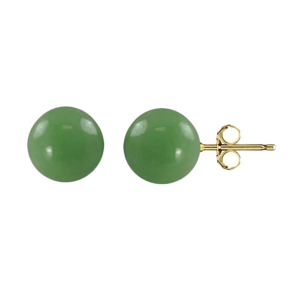 Puces d'oreilles en véritable jade en or 14 carats