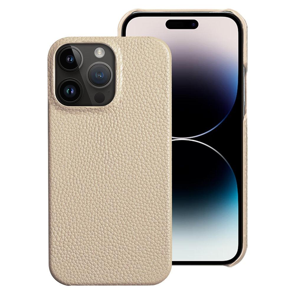 Étui de téléphone en cuir véritable pour iPhone 13 14 Pro Max 12 Mini 12 Pro Max Coque arrière Coque de téléphone en silicone orange fluo Compatible avec le chargement sans fil Coque de protection antichoc pour iPhone