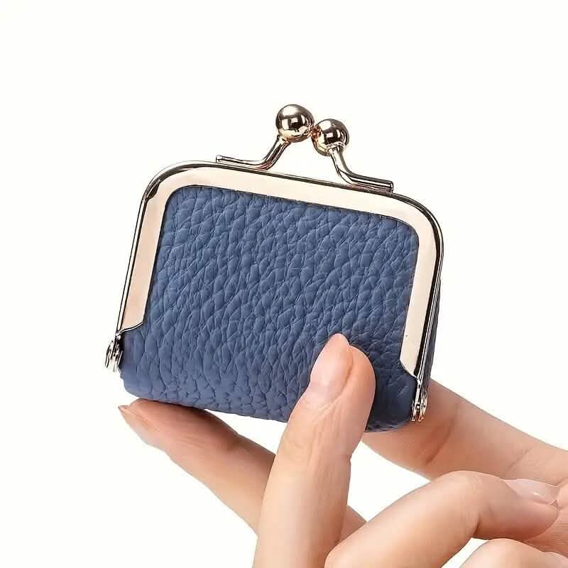 Porte-monnaie en cuir véritable d'inspiration vintage avec fermoir à baiser