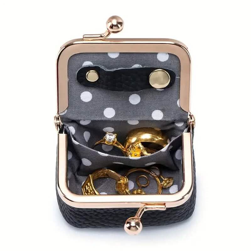 Porte-monnaie en cuir véritable d'inspiration vintage avec fermoir à baiser