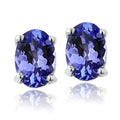 Clous d'oreilles en tanzanite véritable de forme ronde ou ovale