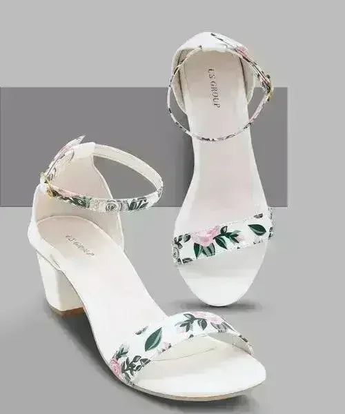 Sandale à talons blanc cassé pour femme