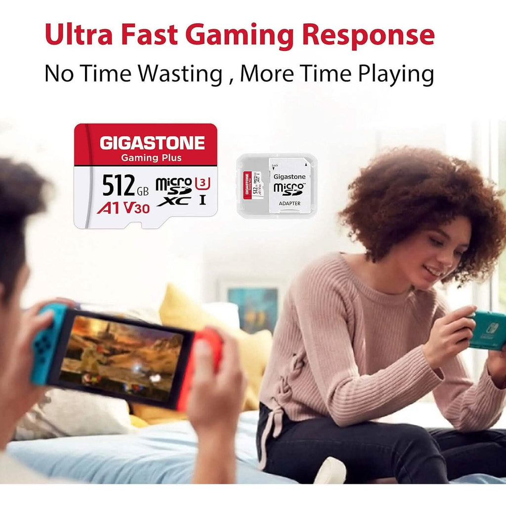 Carte mémoire Gigastone MicroSDXC 512 Go avec adaptateur (reconditionnée)