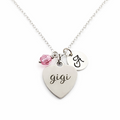 Gigi Necklace – Sterling Silver with Birthstone & Initial Charm