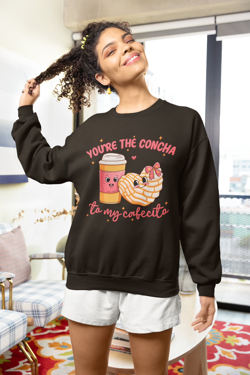 Sweat-shirt ras du cou Confortable « You're The Concha to My Cafecito » | Viva Mexico | 3 Couleurs