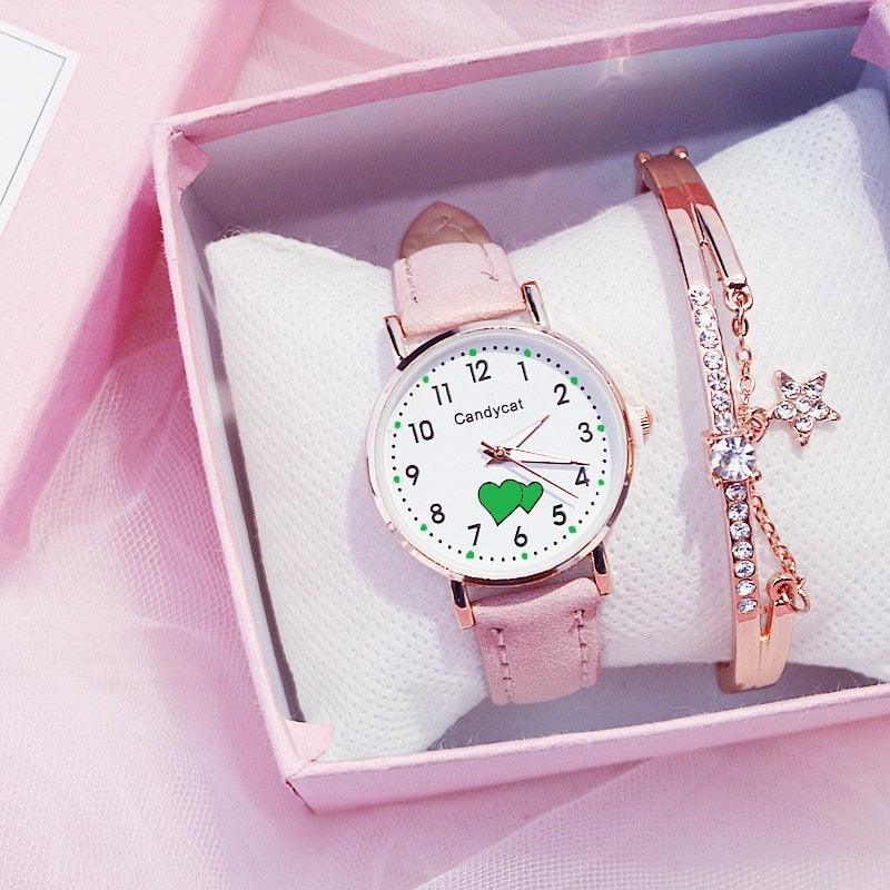 Montre Fille Mignonne Analogique Enfant Quartz Montre Confortable Fille École Primaire Mode Fille Montre Analogique Montres-bracelets Unisexe Cadran en Acier Inoxydable Bracelet en Cuir Montre à Quartz Tendance