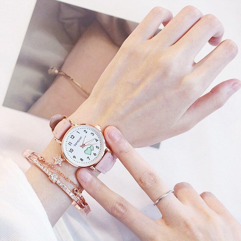 Montre Fille Mignonne Analogique Enfant Quartz Montre Confortable Fille École Primaire Mode Fille Montre Analogique Montres-bracelets Unisexe Cadran en Acier Inoxydable Bracelet en Cuir Montre à Quartz Tendance