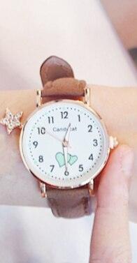Montre Fille Mignonne Analogique Enfant Quartz Montre Confortable Fille École Primaire Mode Fille Montre Analogique Montres-bracelets Unisexe Cadran en Acier Inoxydable Bracelet en Cuir Montre à Quartz Tendance