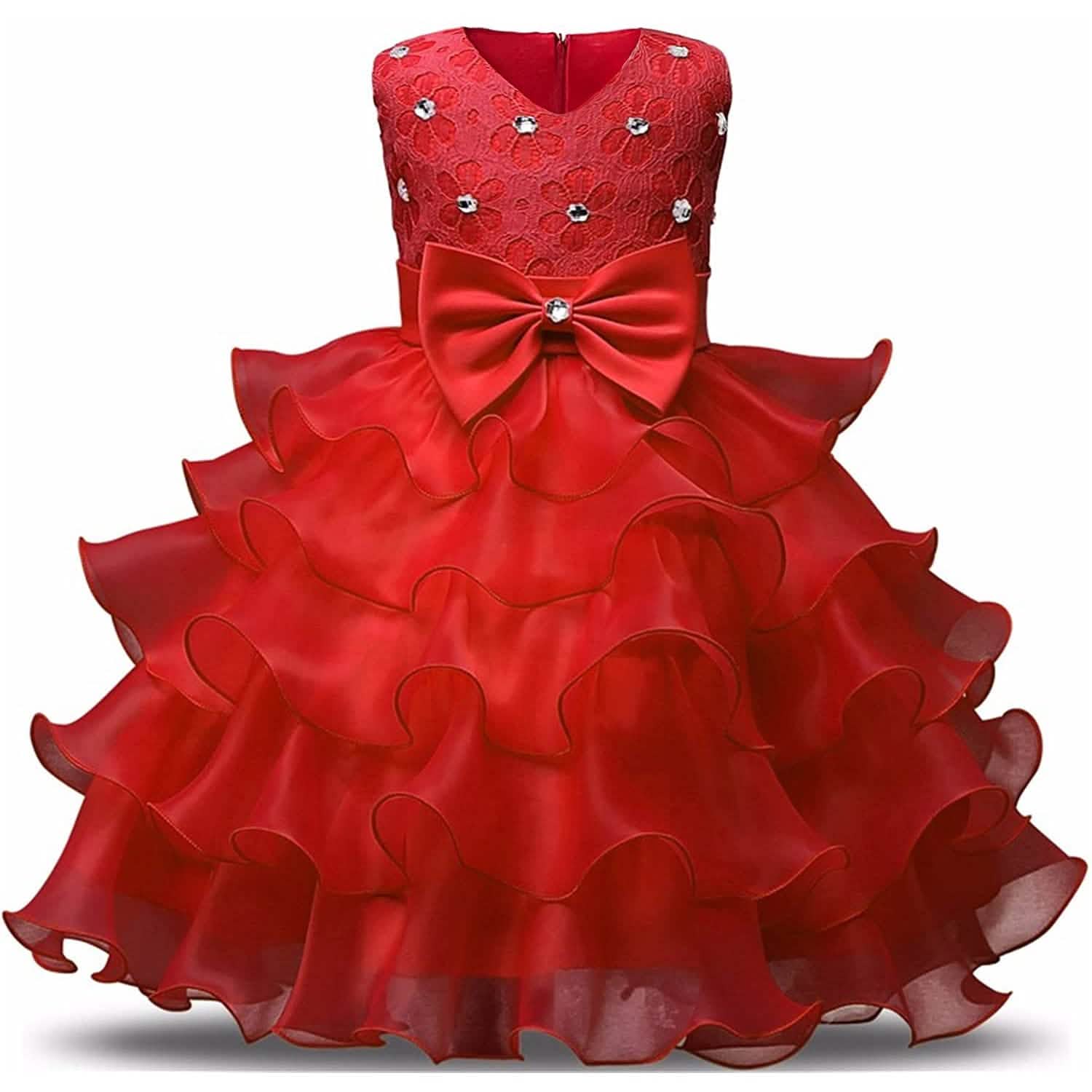 Robe Fille Enfant Volants Dentelle Soirée Mariage