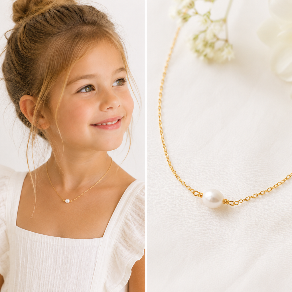 Collier de perles d'eau douce pour jeunes filles – Argent sterling ou or 14 carats rempli
