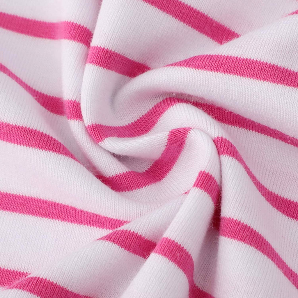 Robe décontractée à manches longues en coton pour filles, avec appliques dessin animé et rayures
