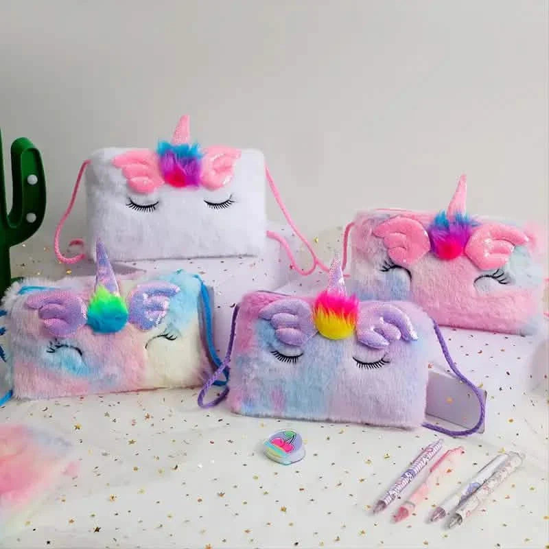 Sac Licorne Tie-Dye en Peluche à Paillettes pour Filles