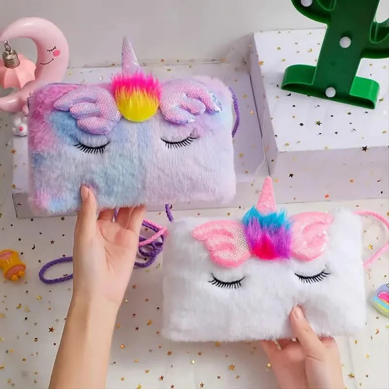 Sac Licorne Tie-Dye en Peluche à Paillettes pour Filles