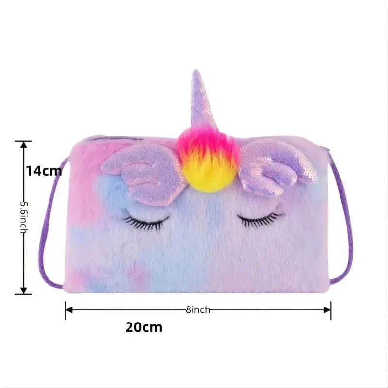 Sac Licorne Tie-Dye en Peluche à Paillettes pour Filles