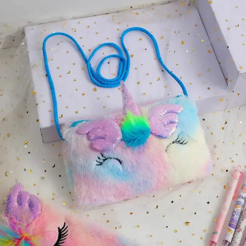 Sac Licorne Tie-Dye en Peluche à Paillettes pour Filles