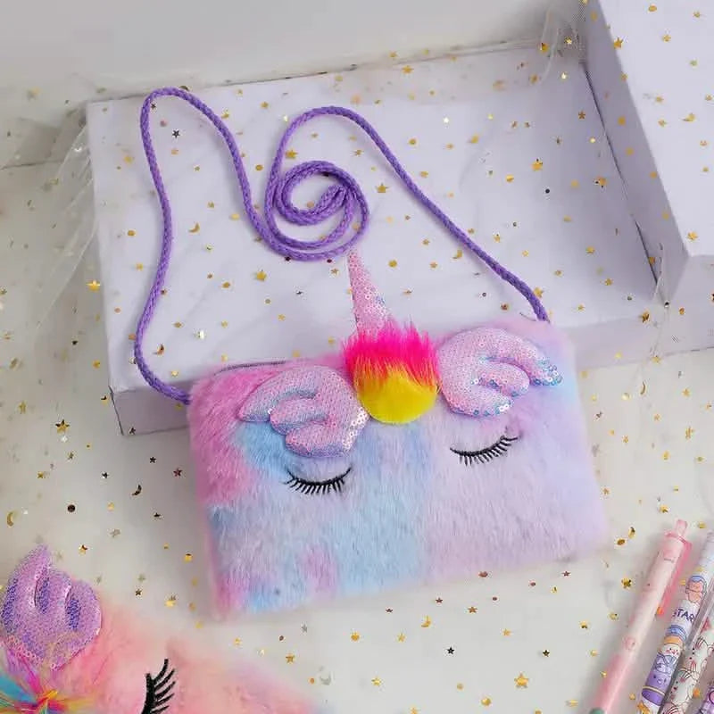 Sac Licorne Tie-Dye en Peluche à Paillettes pour Filles