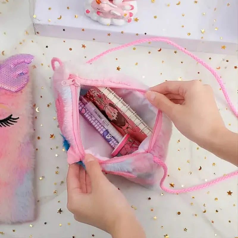 Sac Licorne Tie-Dye en Peluche à Paillettes pour Filles