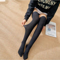 Chaussettes opaques hautes élastiques pour femmes, étudiantes, style collégien, au-dessus du genou.
