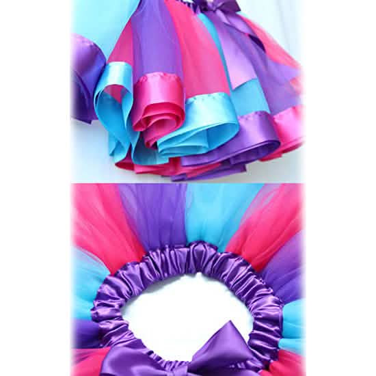Jupe tutu superposée en tulle arc-en-ciel pour fille