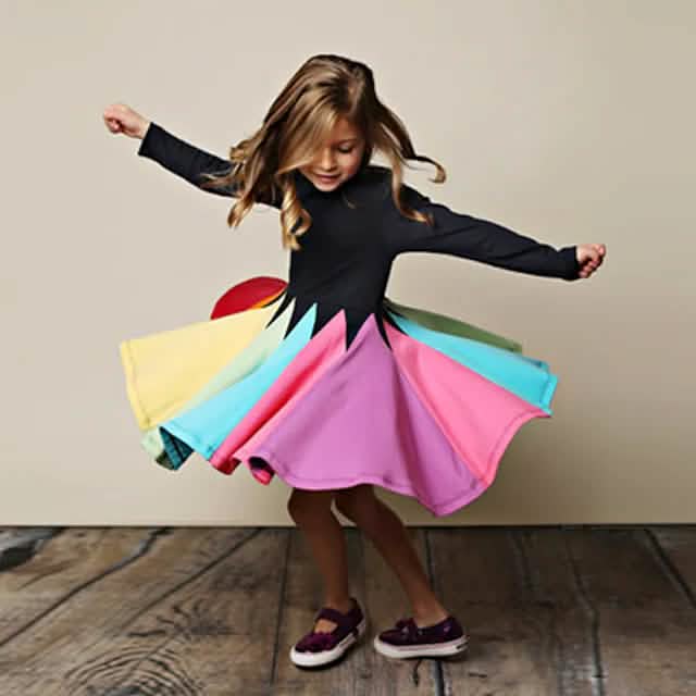 Robe décontractée arc-en-ciel pour filles