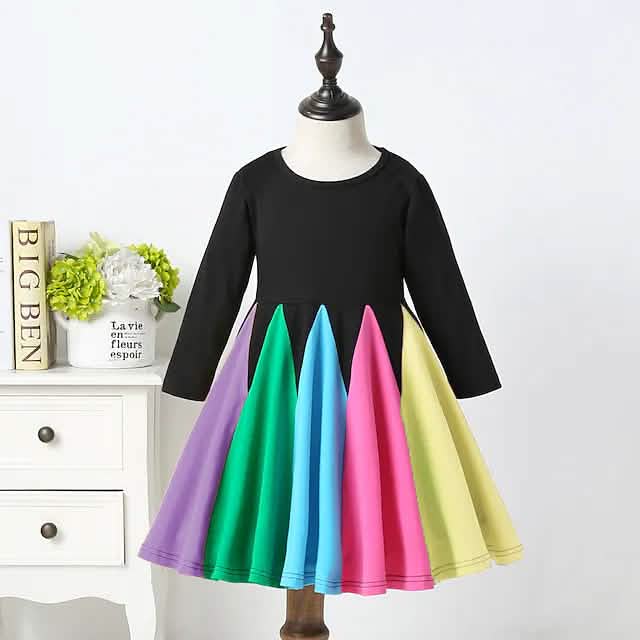 Robe décontractée arc-en-ciel pour filles