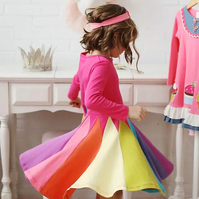Robe décontractée arc-en-ciel pour filles