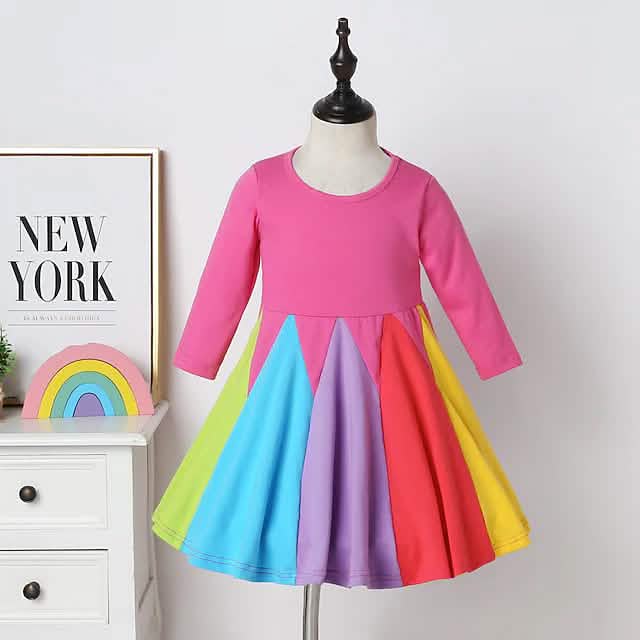 Robe décontractée arc-en-ciel pour filles