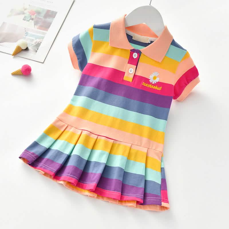 Robe d'été pour filles à col rabattu