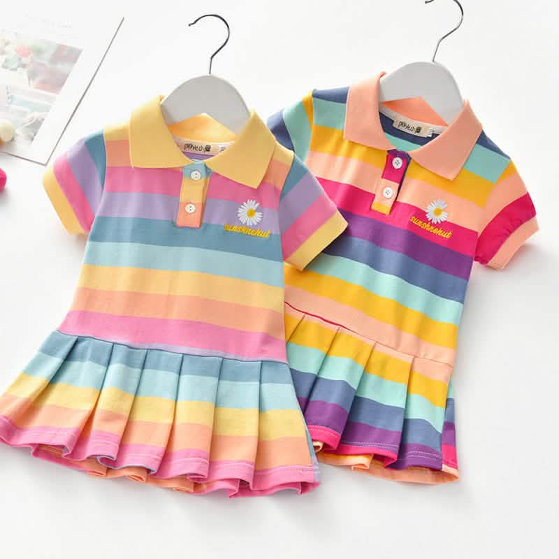 Robe d'été pour filles à col rabattu