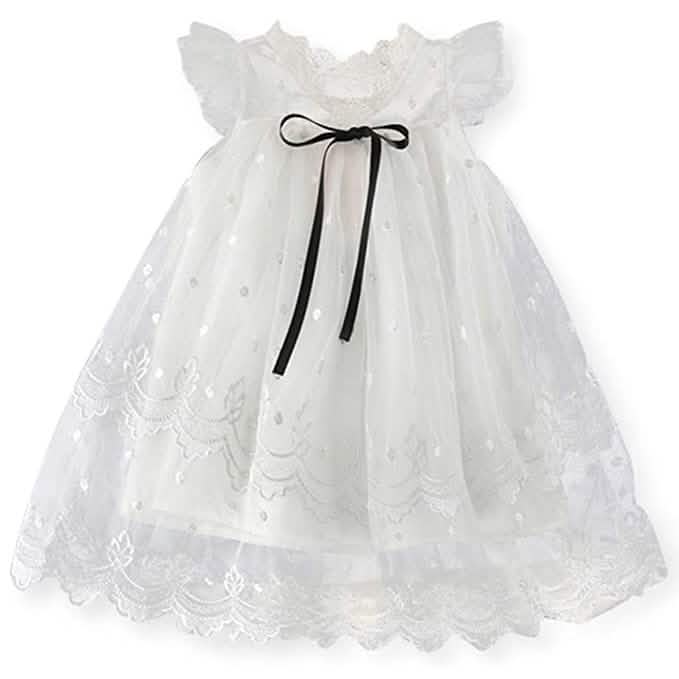 Robe Vintage Fille en Dentelle et Tulle pour Mariage