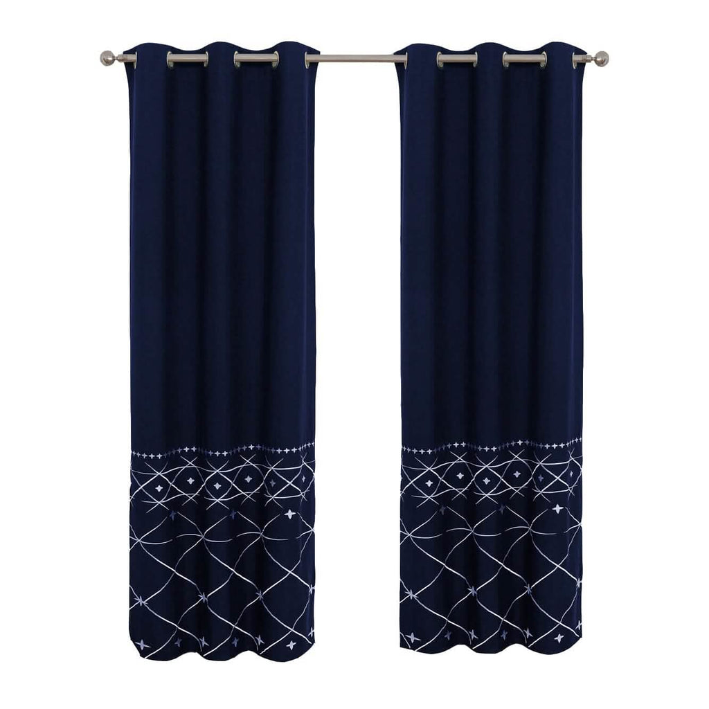 Ensemble 2 pièces : Paire de rideaux brodés Indigo Global