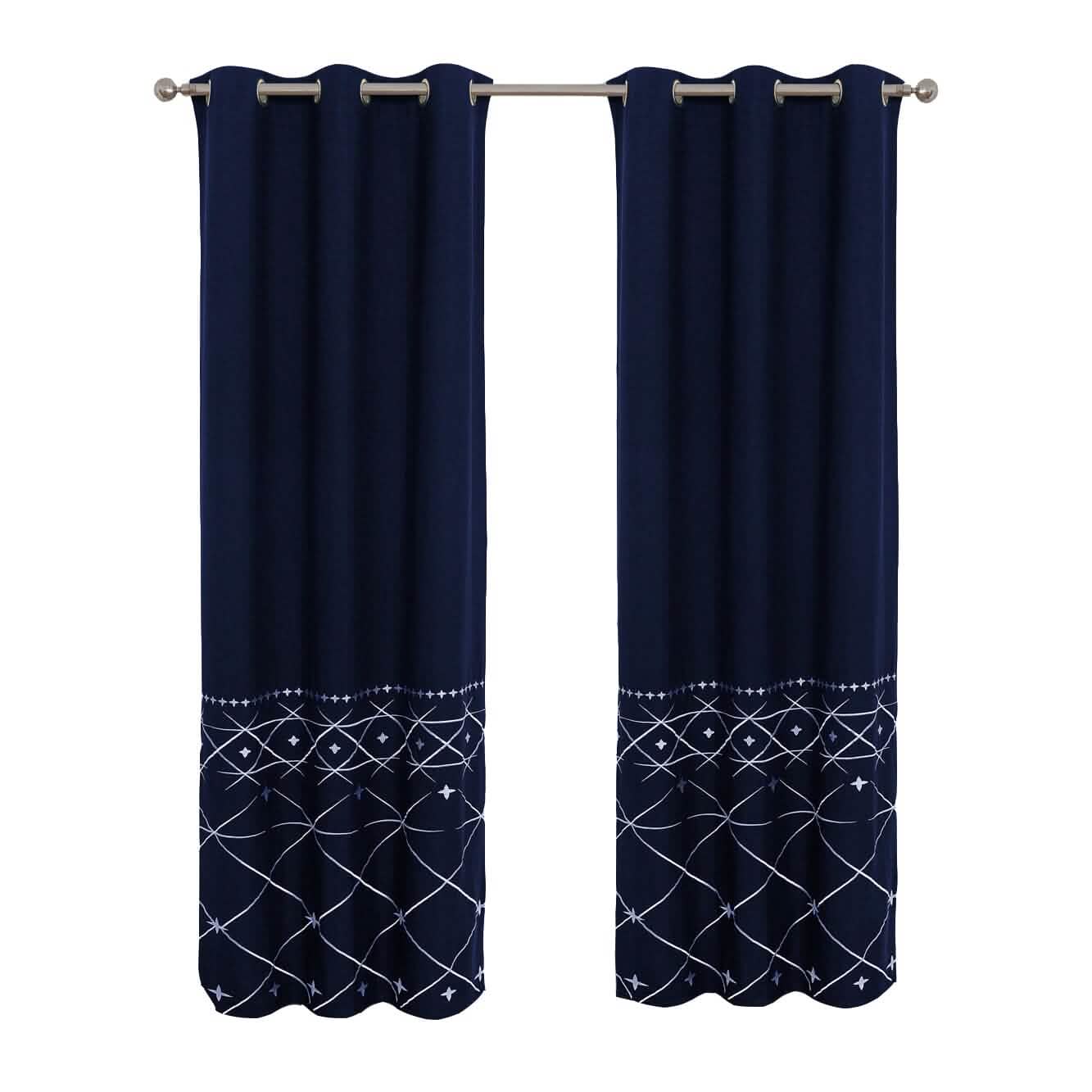 Ensemble 2 pièces : Paire de rideaux brodés Indigo Global