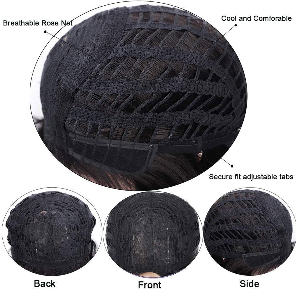 Perruques synthétiques courtes Glorious, perruques bob noires/roses avec frange pour femmes, perruques en fibre résistante à la chaleur, perruques brésiliennes pour femmes noires, perruques de cosplay pour femmes