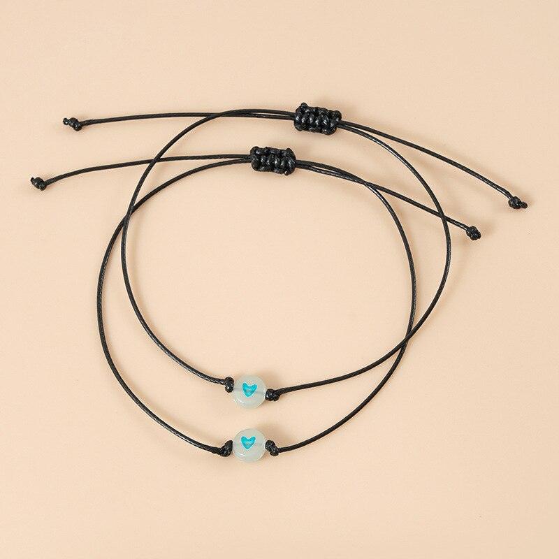 Bracelets luminescents perles phosphorescentes bracelets d'amitié assortis cadeau bracelet d'amitié acrylique lumineux ensemble de bracelets assortis pour couples bijoux d'amitié pour la Saint-Valentin la fête des mères
