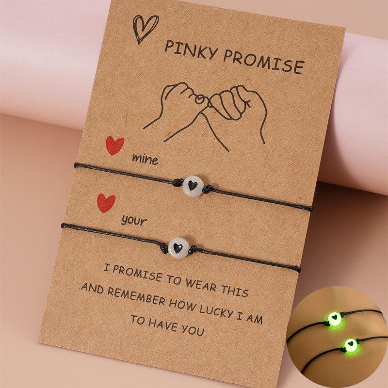 Bracelets luminescents perles phosphorescentes bracelets d'amitié assortis cadeau bracelet d'amitié acrylique lumineux ensemble de bracelets assortis pour couples bijoux d'amitié pour la Saint-Valentin la fête des mères