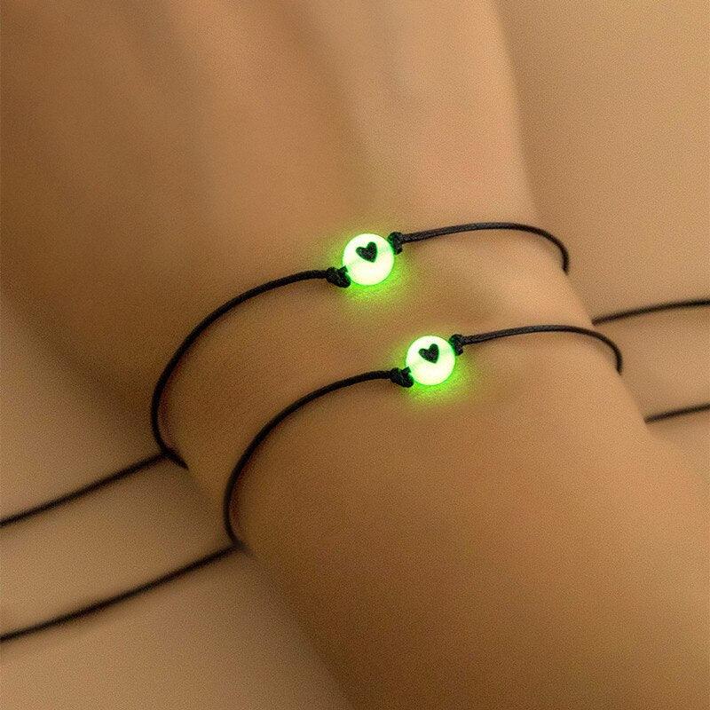 Bracelets luminescents perles phosphorescentes bracelets d'amitié assortis cadeau bracelet d'amitié acrylique lumineux ensemble de bracelets assortis pour couples bijoux d'amitié pour la Saint-Valentin la fête des mères
