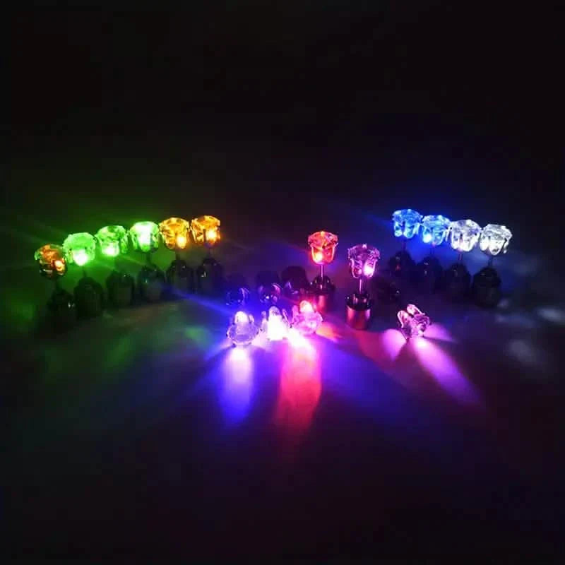 Boucles d'oreilles LED arc-en-ciel lumineuses : Pendentifs goutte d'oreille changeant de couleur avec clous couronnes lumineux