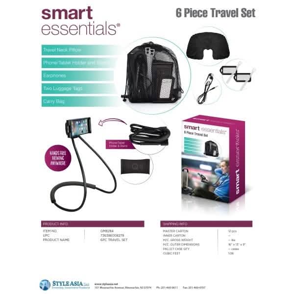 Ensemble de 6 pièces : Trousse de voyage essentiels intelligents
