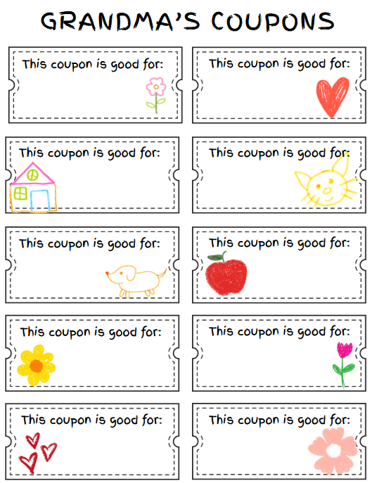 Carnet de coupons pour grand-mère à imprimer – Cadeau de fête des mères des enfants – Modèle Canva modifiable