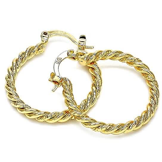Boucle d'oreille créole torsadée en plaqué or