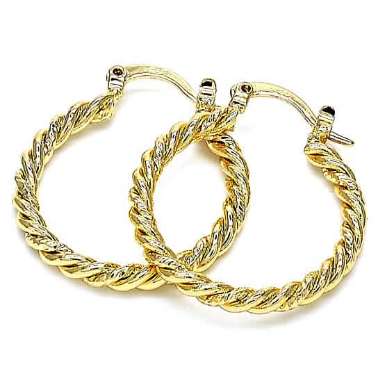 Boucle d'oreille créole torsadée en plaqué or